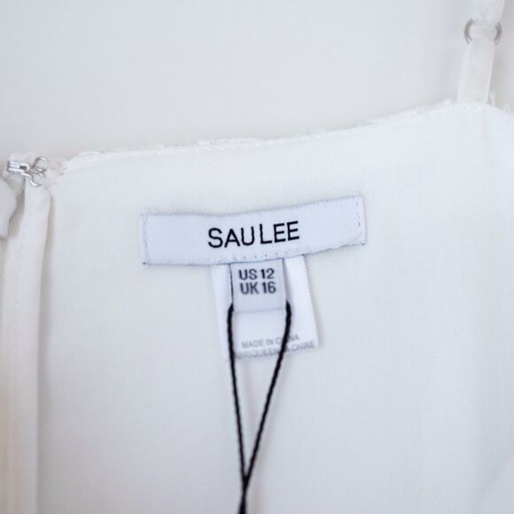 NEW Sau Lee Selena White Lace Midi Bridal Wedding Rehearsal Dress Size 12 - Picture 6 of 13